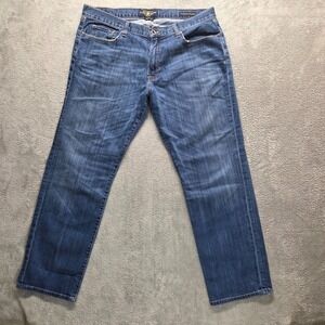 Lucky Brand Jeans Mens 38X32 Blue 221 Original Straight Mid Rise Distress Denim